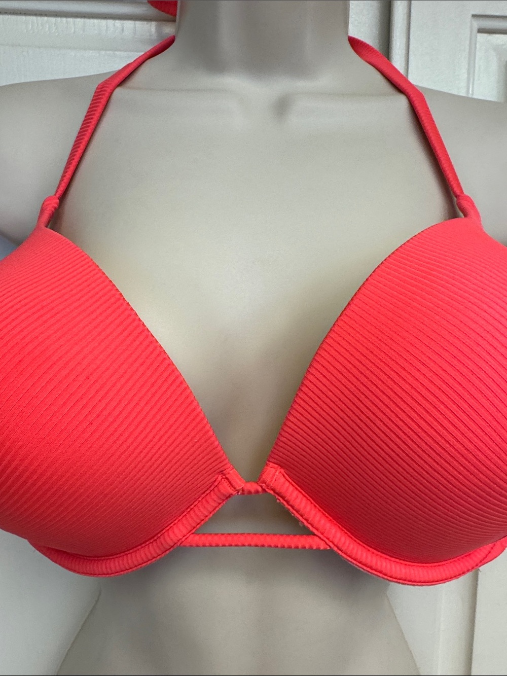Bright Neon Pink Halter Push-Up Bra - Picture 3 of 12